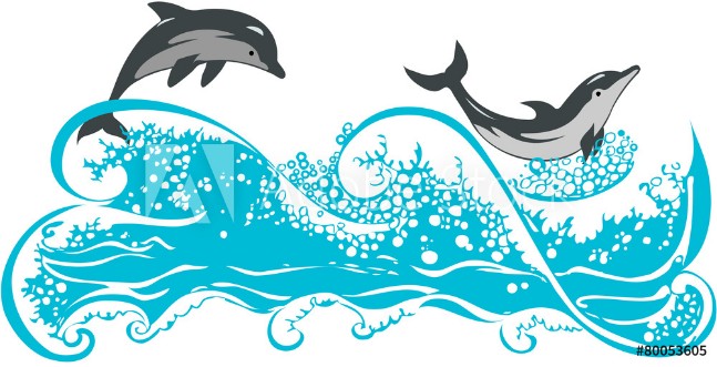 Picture of Dolphins jumping in waves